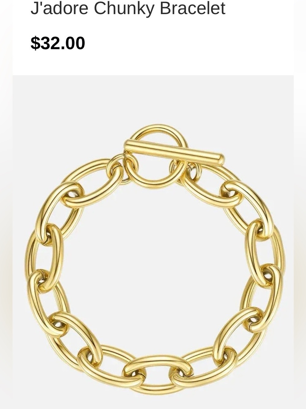 Louise Carter J'adore chunky Gold Link Toggle Bracelet